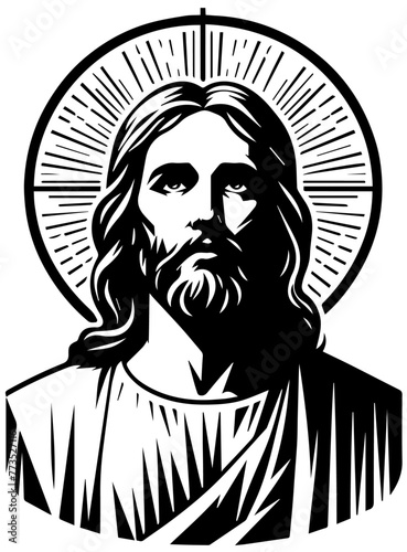 Savior Messiah Son of God, black vector Jesus Christ, illustration shape silhouette for laser cutting cnc, engraving, religious clipart