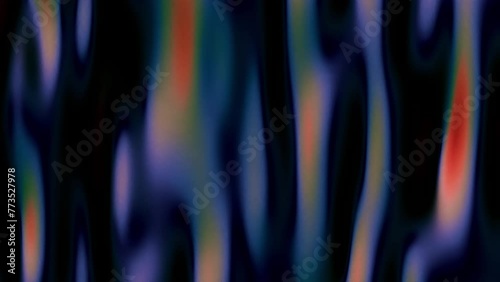 Abstract, fluid and colorful 3D metallic seamless loop animation. Modern and contemporary feel in 4K. Metallic, iridescent and reflective with shades of blue, black, red, green, orange