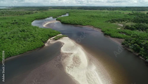 Aerial view of mangrove on the banks of the Catu River, Boipeba Island - Cairu, Bahia, Brazil photo