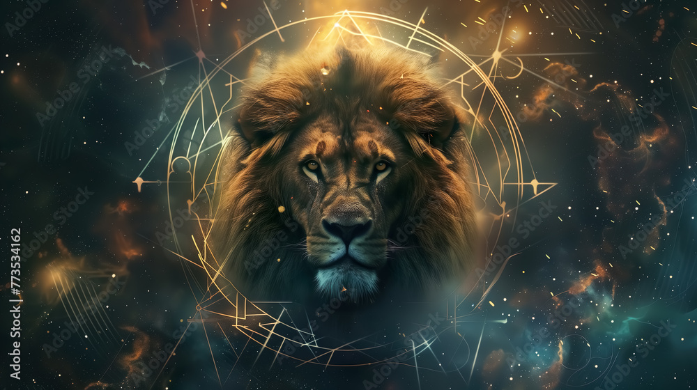 Naklejka premium Modern Illustration of a Lion, design solution for a poster