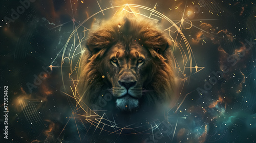 Modern Illustration of a Lion, design solution for a poster © Aiviart