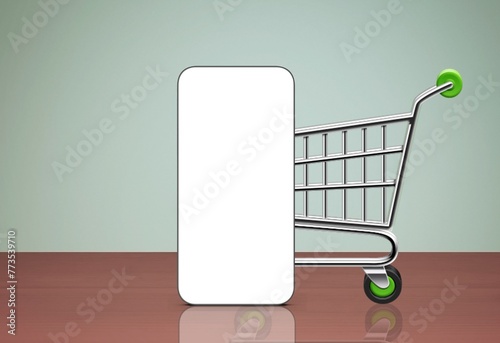 Blank screen smartphone. Online shopping photo