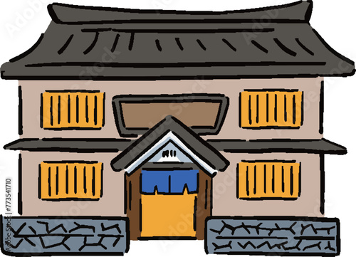 ゆるい手描き風　旅館のイラスト
