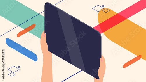 Using a tablet in a isometric view, sostein and click