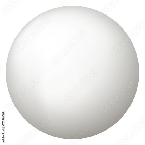 Glass white ball or precious pearl. Glossy realistic ball, 3D sphere. Abstract vector illustration highlighted on a white background. Big metal bubble with shadow