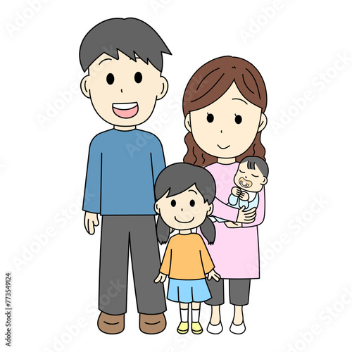 4人家族のイラスト　