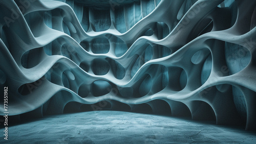 Delve into the immersive experience of a 3D wall abstraction that challenges perception with its depth, in photo