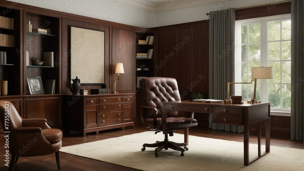Classic home office with wooden furniture Classic home office with wooden furniture