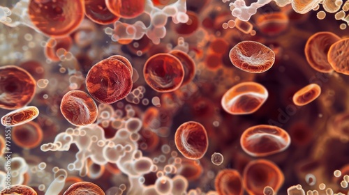 A zoomedin view of a smear revealing the diverse population of cells including red cells white cells and platelets that circulate