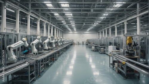 Automation technology in use in large factory hall
