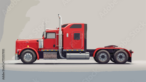 3D design for red truck illustration flat cartoon v
