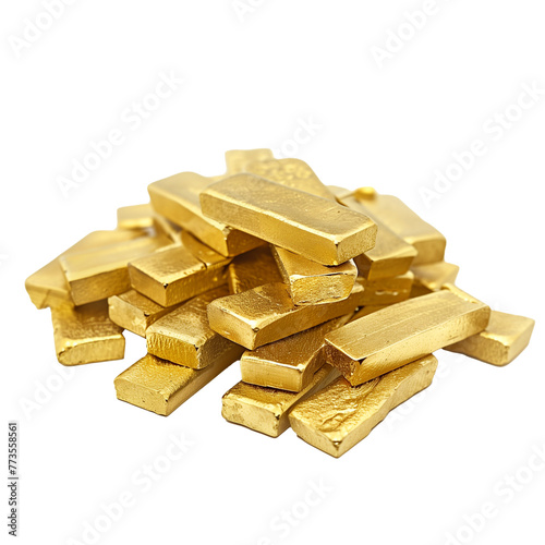 Stack of gold bars on a transparent background