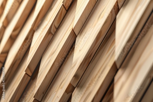 3D illustration. Abstract geometrical architectural pattern of wooden planks