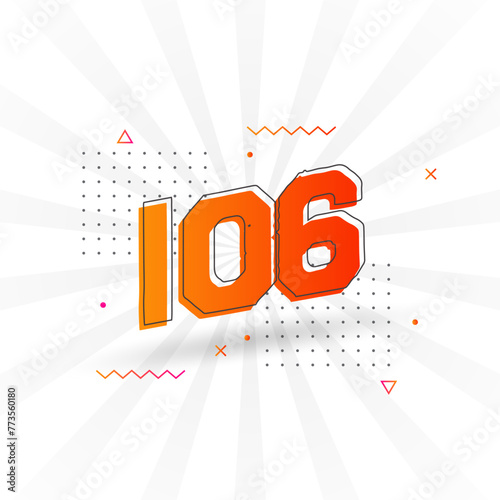 106 number vector font alphabet. Number 106 with decorative element stock vector