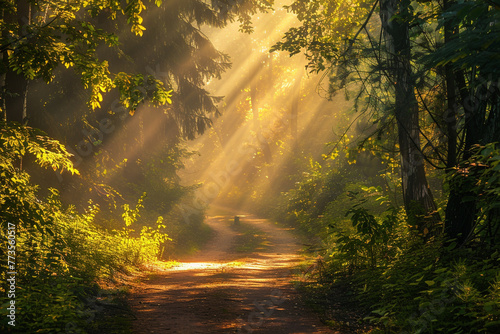 Nature pathway in the forest with sunlight. © Muhammad