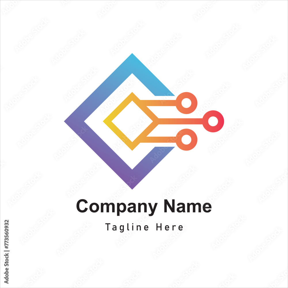 flat gradient technology logo design icon flat gradient technology logo design icon