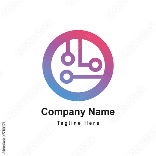 flat gradient technology logo design icon © shamsun_design