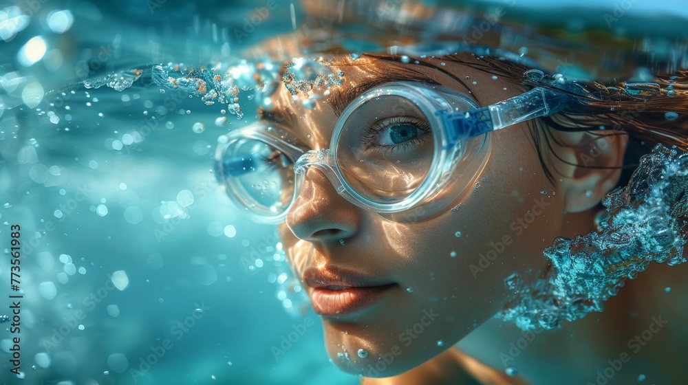 Naklejka premium Splashing through the water, teenagers embrace the joy of swimming, finding freedom and strength in every stroke, embodying the spirit of sports and physical vitality. 