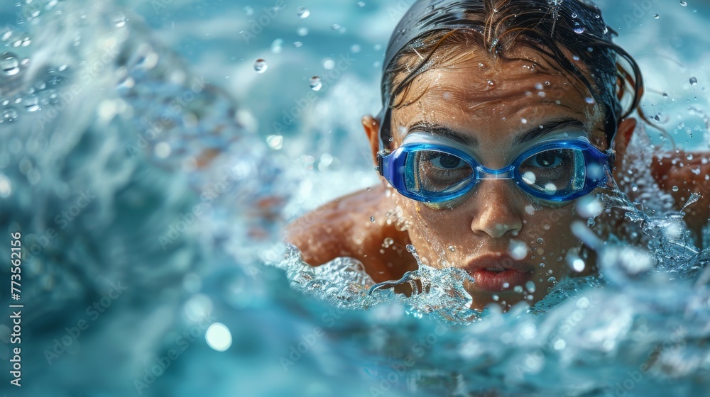Fototapeta premium Catch these teenagers making a splash in Sports and Physical Activities, With swimming, they glide through the water, having fun while staying active and healthy. 