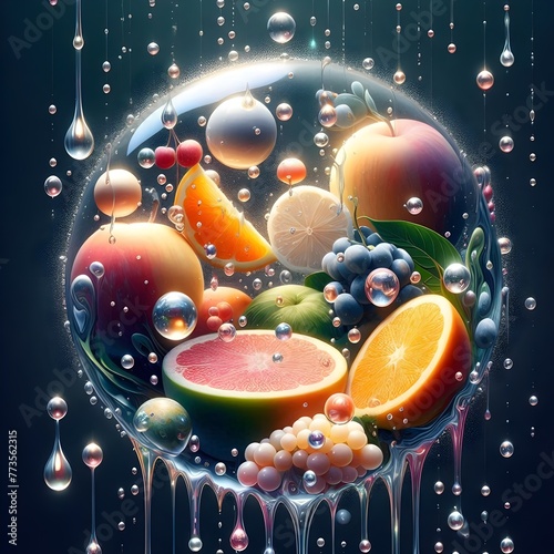 reality, water_drop, water, dripping,  bubble, fruit, air_bubble