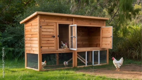 Chicken coop in natural outdoor setting © sitifatimah