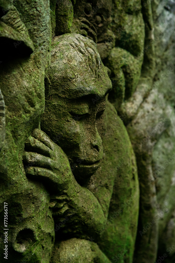 Stone sculpture in the Monkey Forest, Ubud, Bali, Indonesia.