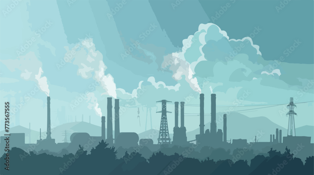 Air pollution from factories on Earth illustration