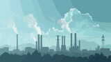 Air pollution from factories on Earth illustration