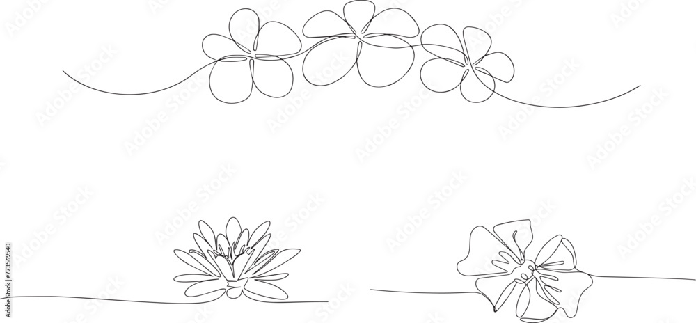 Flower lotus in one continuous line drawing. Logo yoga studio and wellness spa salon concept in simple linear style. Water lily in editable stroke. Doodle contour vector illustration