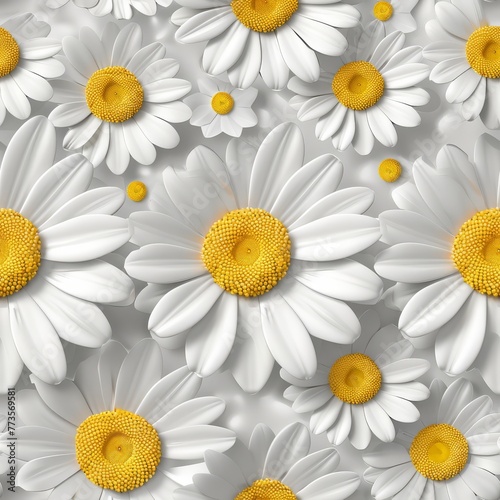 Seamless tiled 2d 3d colorful flowers 