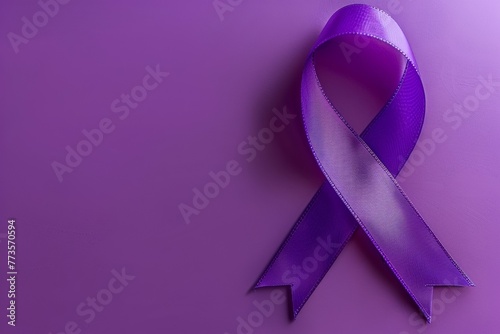 Purple ribbon with purple ribbon tied to it