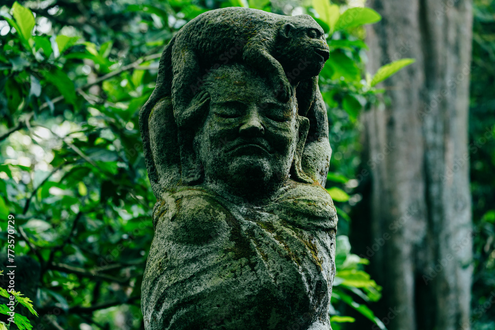 Statue in the Monkey Forest, Ubud, Bali, Indonesia.