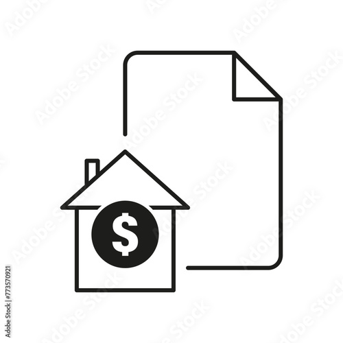 Real estate financial document icon. Property investment paper. House cost report. Vector illustration. EPS 10.