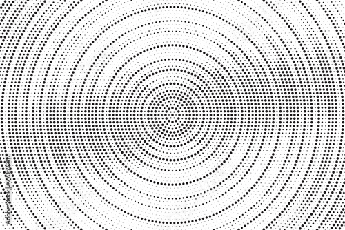 Halftone circle frame horizontal background. Black and white circular border using halftone dots texture. Vector illustration. Abstract halftone background.