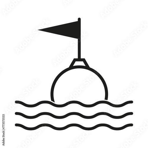 Buoy on water with flag icon. Vector illustration. EPS 10.