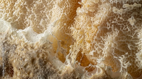 An image of mature mycelium with a large of sporebearing structures fruiting bodies visible at its center. These will eventually release photo
