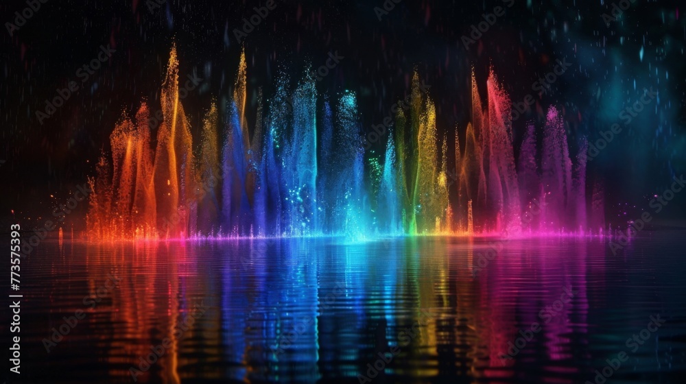 A dazzling showcase of holographic colors on a deep black background.