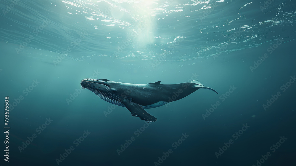 Obraz premium A whale is swimming in the ocean