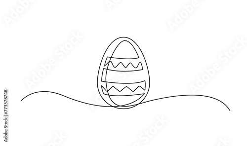 One continuous line drawing of Easter eggs illustration