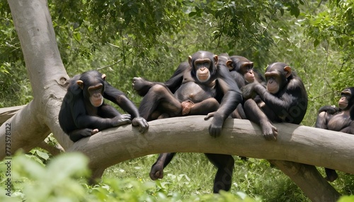 a group of chimpanzees enjoying a leisurely aftern upscaled 33 photo