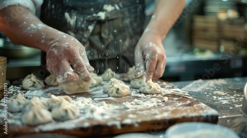 Handcrafting Traditional Dumplings in a Rustic Kitchen