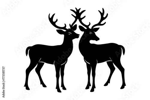 mating deer silhouette vector illustration