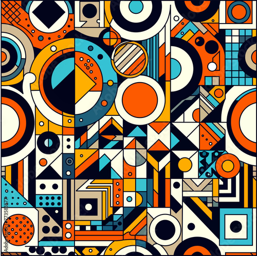 Abstract drawing of circles  lines and geometric shapes
