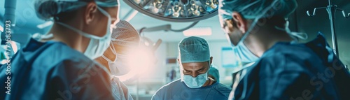 Surgical Team in Action, scene inside the operating room during a surgical procedure photo