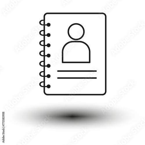 Personal profile notebook icon. Identity documentation outline. User information pad. Contact details binder. Vector illustration. EPS 10.