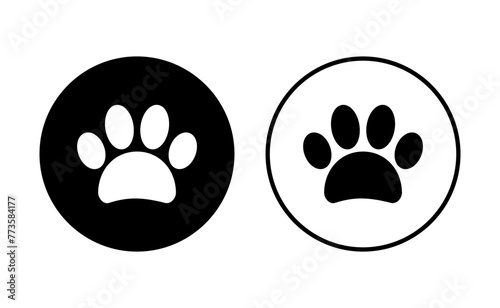 Paw icon set. paw print icon vector. dog or cat paw