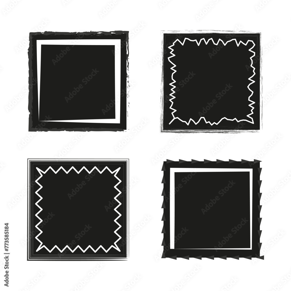 Set of grunge square frames. Textured borders collection. Vector illustration. EPS 10. Set of grunge square frames. Textured borders collection. Vector illustration. EPS 10.