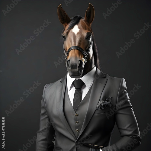 Horse portrait in the elegant suit © gmstockstudio