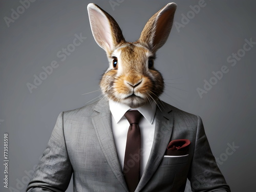 Rabbit portrait in the elegant suit