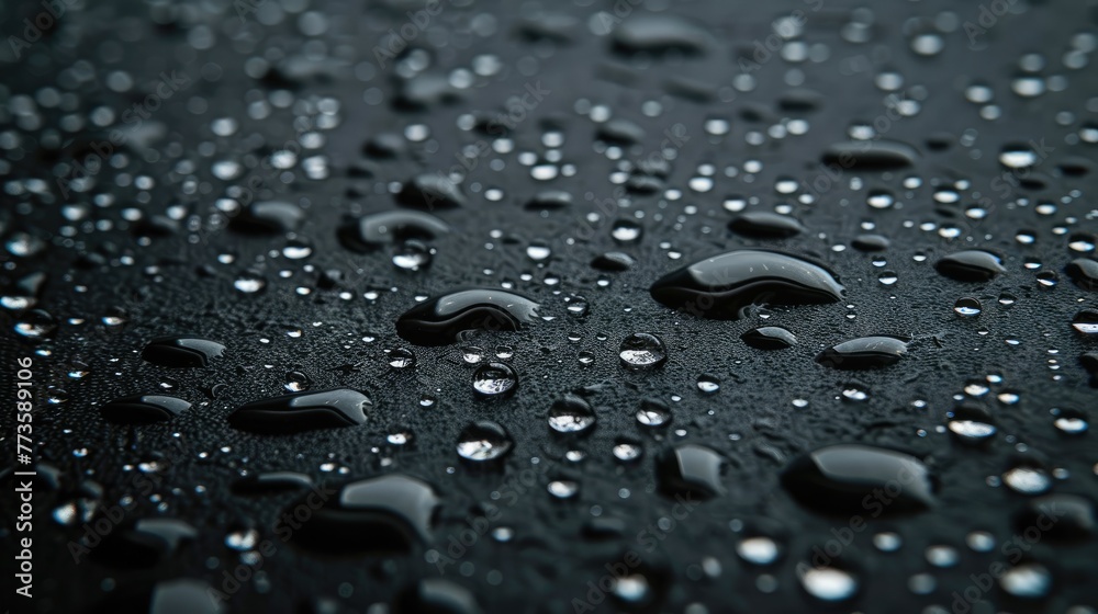 raindrops and white sparkling specks on black background